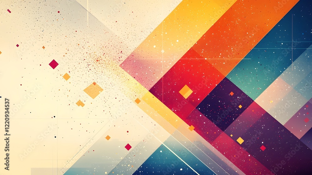 Poster Visually striking abstract desktop wallpaper featuring a dynamic blend of vibrant colors bold geometric shapes and intricate patterns creating a modern and futuristic design