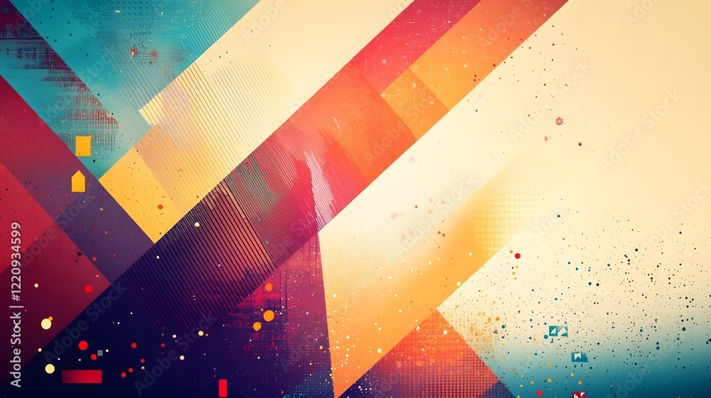 Poster Vibrant and dynamic abstract geometric shapes patterns and color gradients create a bold modern and futuristic digital wallpaper design with an visually striking composition