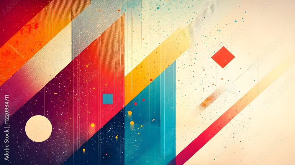 Aufkleber Captivating Geometric Abstract Desktop Background with Vibrant Textured Gradients   Visually striking digital blending contemporary color palettes dynamic shapes