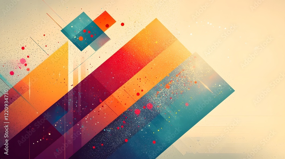 Poster Striking abstract desktop wallpaper design featuring a dynamic composition of vivid geometric shapes bold color gradients and an explosive visual effect perfect for a modern stylish