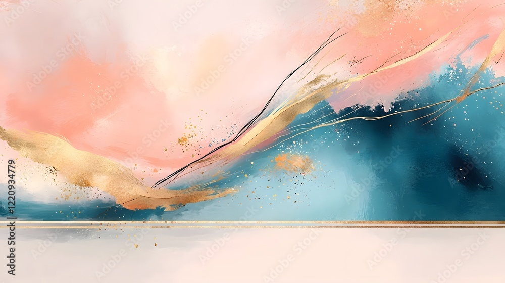 Poster Captivating Abstract Landscape with Fluid Multicolored Textures and Modern Art This digital artwork features a blend of bold and soft colors