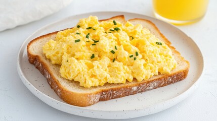 Scrambled eggs on toast kitchen food photography bright close-up breakfast inspiration