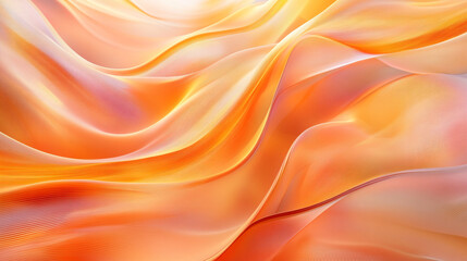 wavy abstract orange geometric curved lines in wave shape, smooth lines creating a sense of movement and elegance fabric texture of orange cloth, Wave Design Abstract Swirling lines orange background.