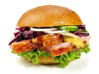 Barbecue Hamburger with Pork and Salad