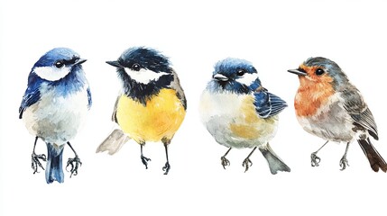 Fototapeta premium Bird collection watercolor art isolated gigapixel