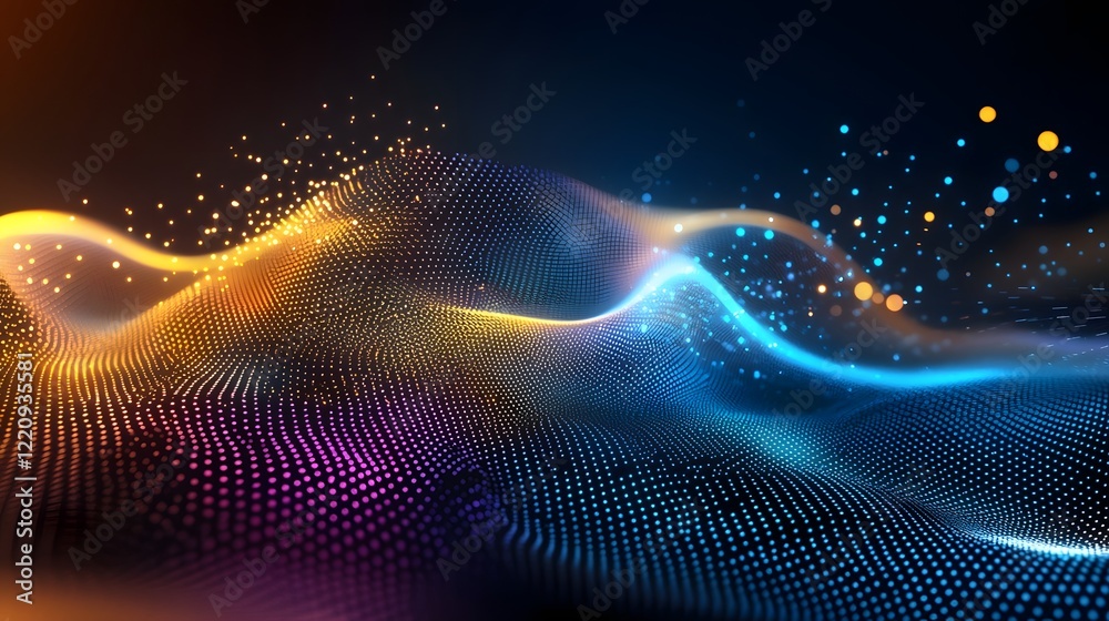 Aufkleber Futuristic 3D abstract digital background featuring complex flowing patterns and structures with a modern and dynamic visual style symbolizing advancements in science technology and education
