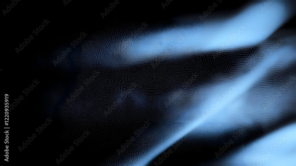 Poster Futuristic 3D digital visualization featuring complex geometric structures and dynamic fluid elements representing technological advancements big data processing and AI driven processes