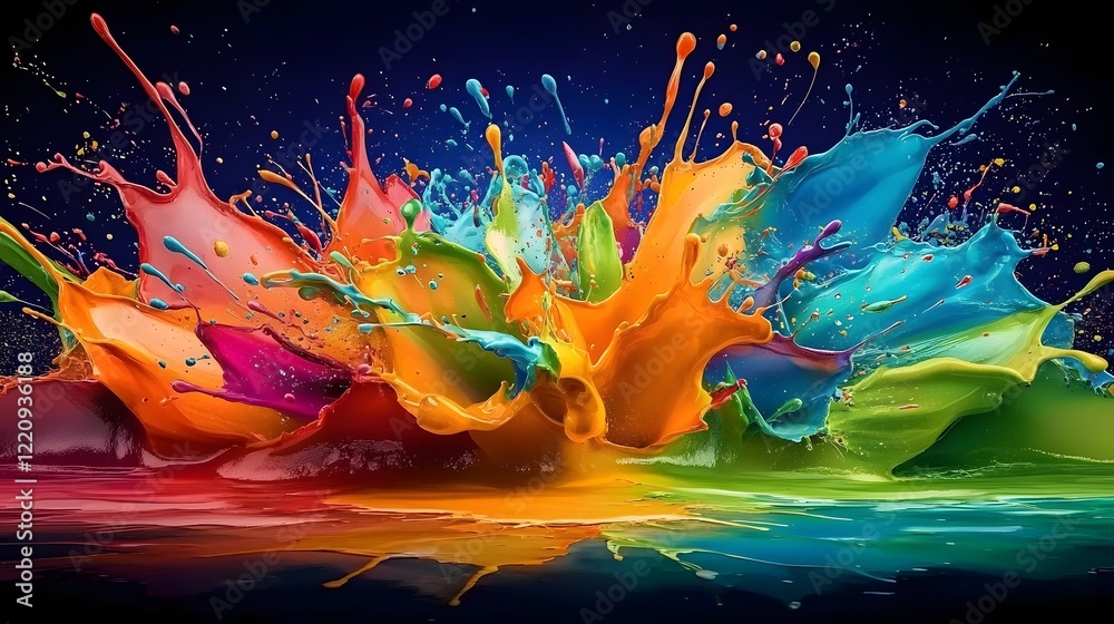 Leinwandbilder vibrant explosion of colorful paint blending in dynamic abstract composition energetic and lively di