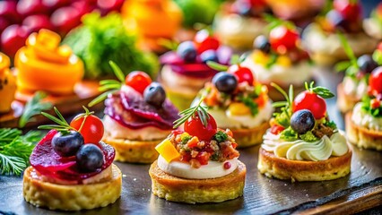Gourmet Luxury Canap&eacute;s Platter: Close-Up High-Resolution Food Photography