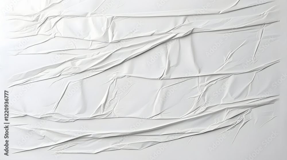 Leinwandbilder white crumpled and creased paper texture with detailed wrinkles and subtle shadows suitable for desi