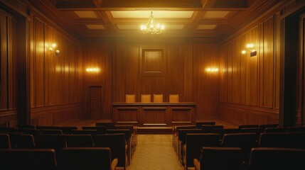 Courtroom proceedings judicial system image of courtroom wood-paneled interior wide view justice and law