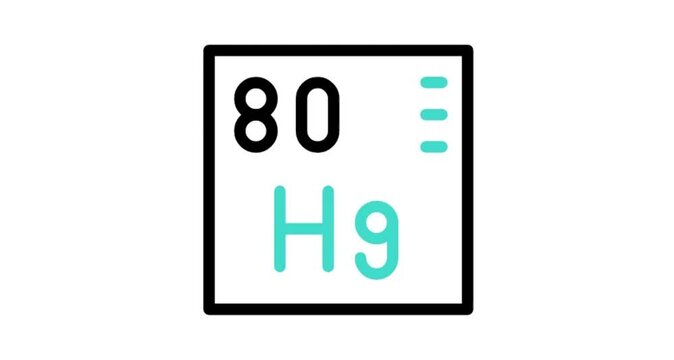 chemical element sign with atomic number Hg 80