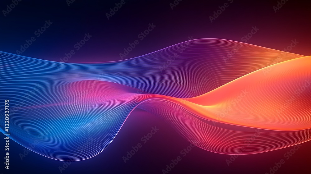 Aufkleber Futuristic 3D abstract design with smooth flowing neon lines in a vibrant spectrum of colors creating a dynamic energetic and visually captivating composition