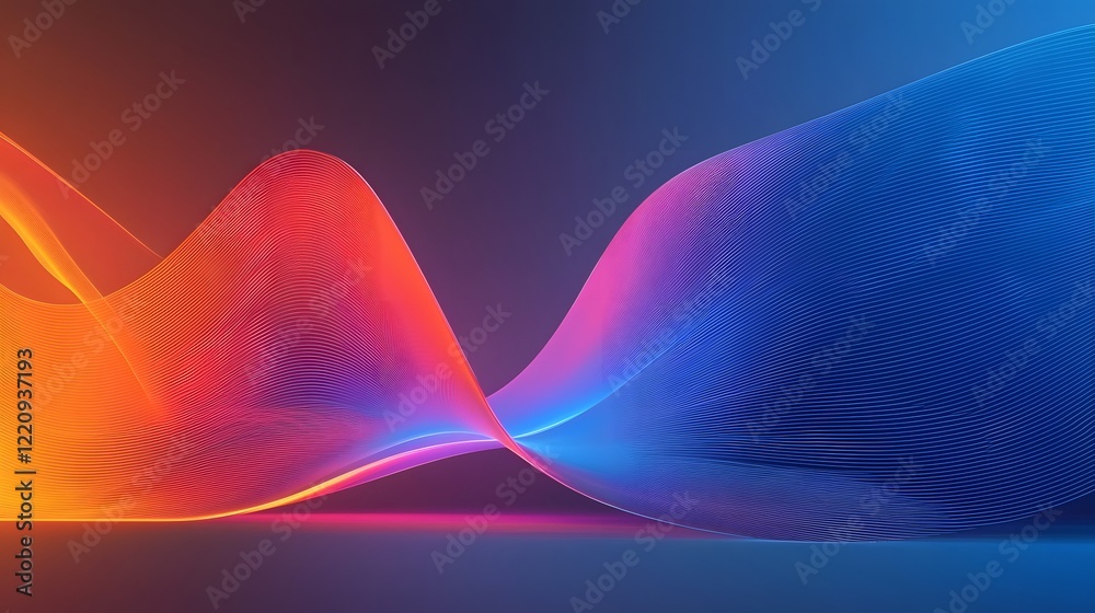 Poster Captivating Futuristic 3D Abstract Design with Smooth Glowing Neon Lines Forming a Visually Striking and Energetic Prismatic Composition