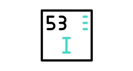 chemical element sign with atomic number I 53