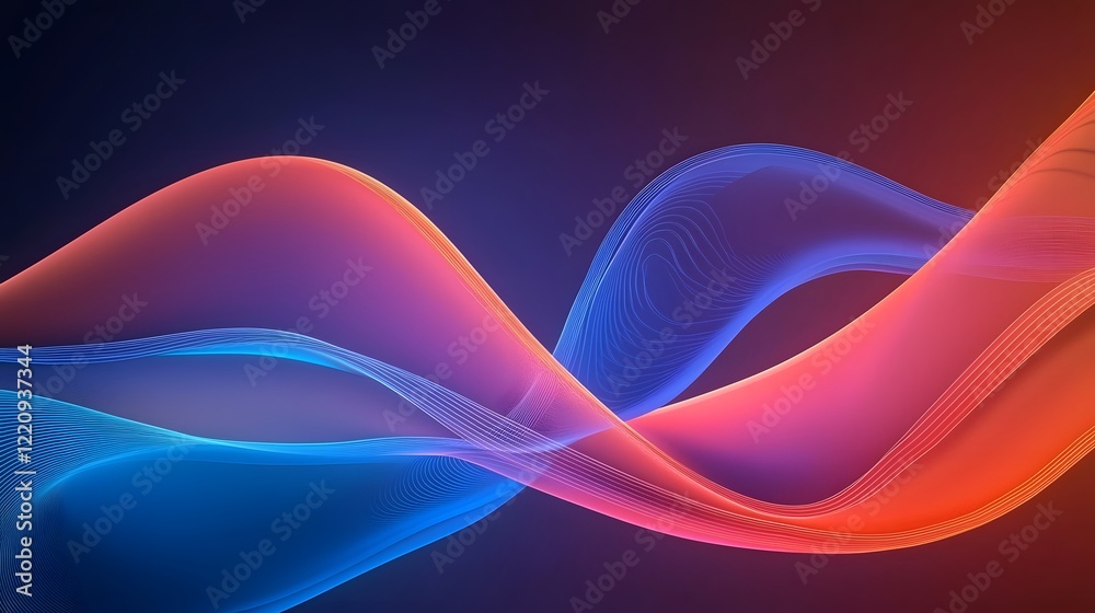 Poster Mesmerizing Neon Flow Glowing dynamic curvy lines elegantly dance across a darkened backdrop creating a futuristic ethereal and captivating visual effect
