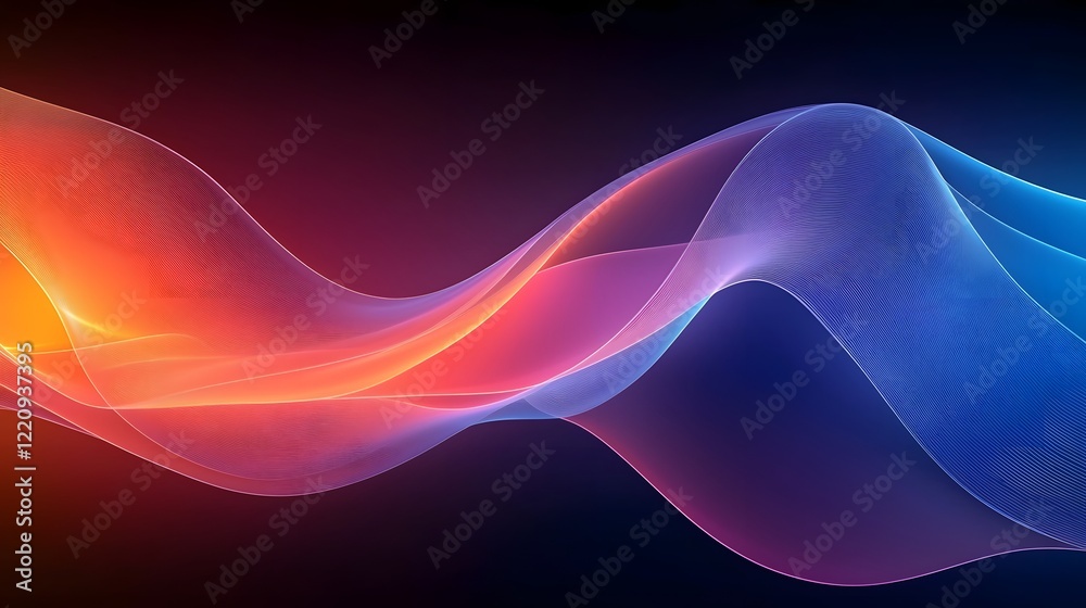 Poster Mesmerizing Neon Waves Captivating Abstract 3D Render with Flowing Curves and Glowing Gradients Creating a Futuristic Elegant and Visually Striking Visual Effect