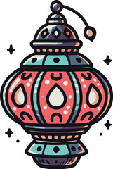 Arabic vase lamp lantern pattern, Turkish tableware. Happy Ramadan, Happy Fasting, Selamat Hari Raya Aidilfitri