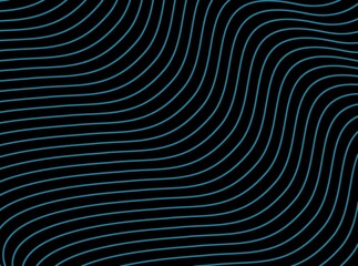 Blue wave lines on black background with irregular curve lines