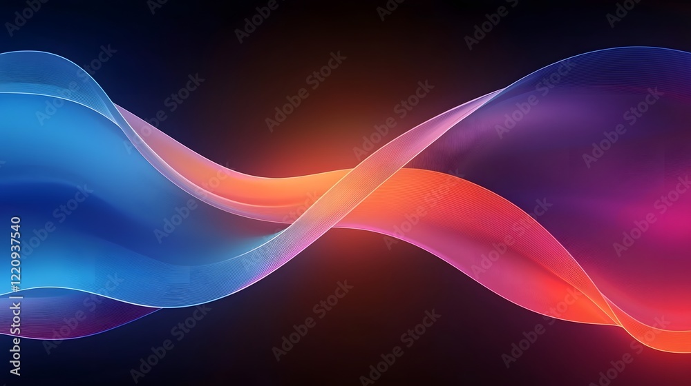 Poster Mesmerizing Abstract 3D Background with Illuminated Neon Curvy Lines in Vibrant Hues   Ideal for Digital and Creative Designs Branding Web and Packaging