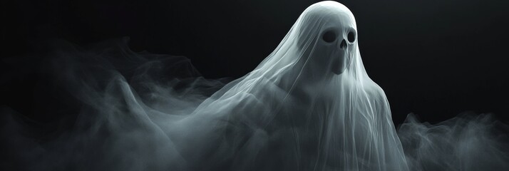 Faint Glowing Aura of a Spectral Ghost in a Dark Environment