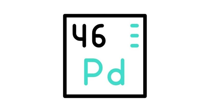 chemical element sign with atomic number Pd 46