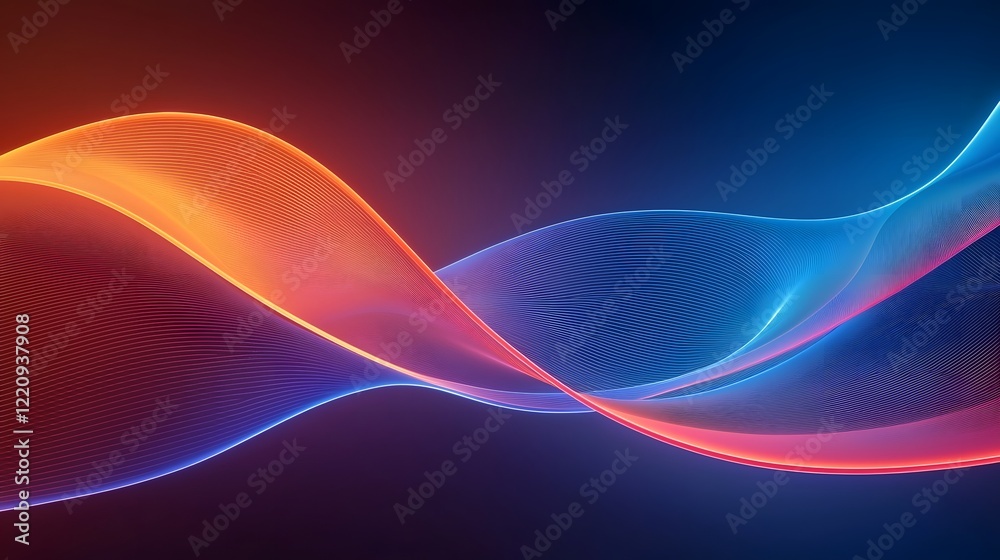 Poster Elegant and Futuristic Abstract 3D Render with Neon Curvy Lines in Bold and Soft Colors Weaving Seamlessly Across a Dark Background Delivering a Visionary and Aesthetic
