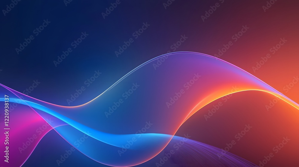 Poster Elegant and dynamic neon curvy lines weaving seamlessly across a dark background delivering a futuristic and feel with a bold soft and vibrant color palette in this captivating 3D render