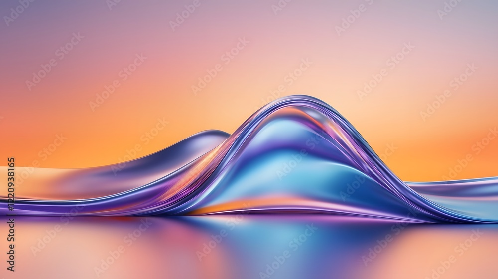 Poster vibrant and ethereal abstract sunset landscape showcasing fluid brushstrokes smooth color transition