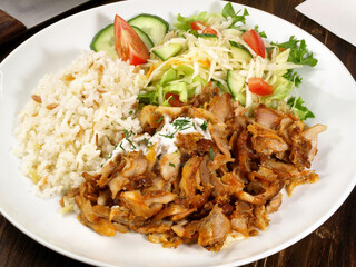 Gyros with Rice and Salad