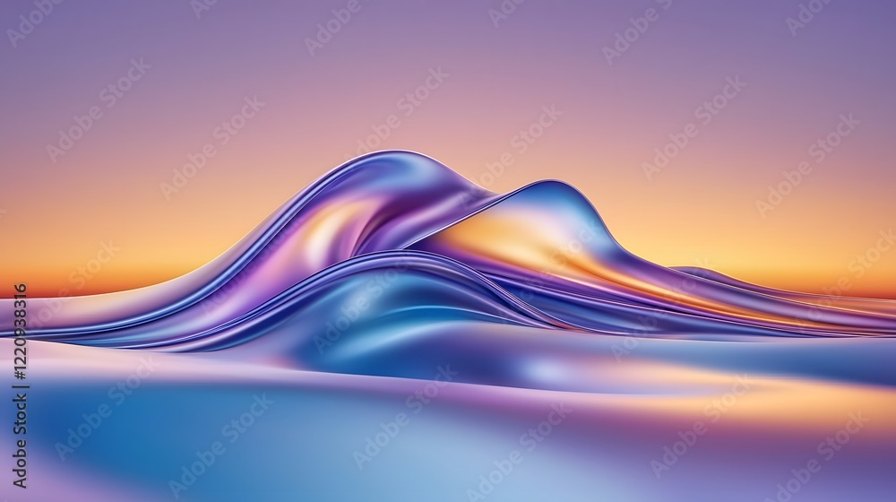 Poster vibrant abstract sunset landscape with a blend of warm and cool colors featuring soft glowing gradie