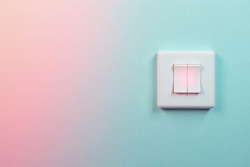 Modern white light switch against pastel painted wall with subtle pattern, room, pastel, design