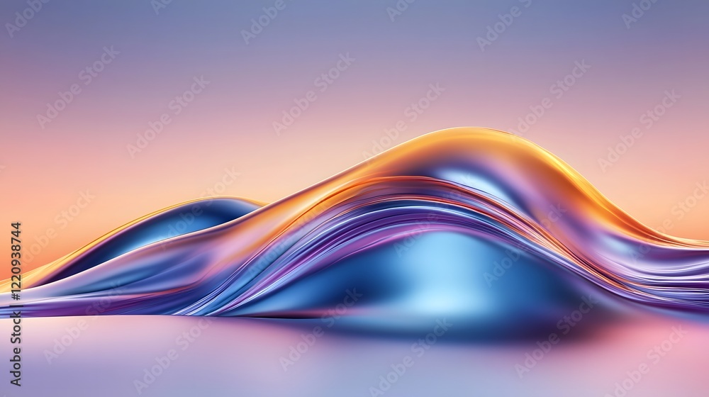 Poster Mesmerizing Abstract Sunset Landscape with Swirling Color Transitions and Radiant Light Effects  Captivating digital featuring a dynamic fluid composition with bold and soft color gradients