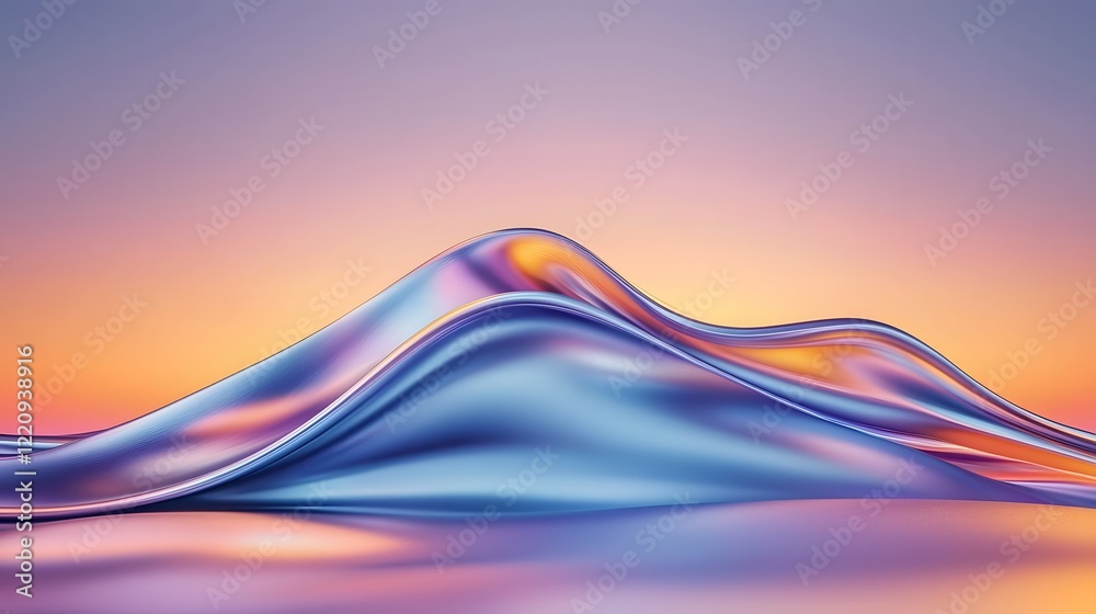 Poster Mesmerizing abstract sunset landscape filled with bold and soft color transitions featuring swirling patterns and radiant light effects that enhance the overall composition
