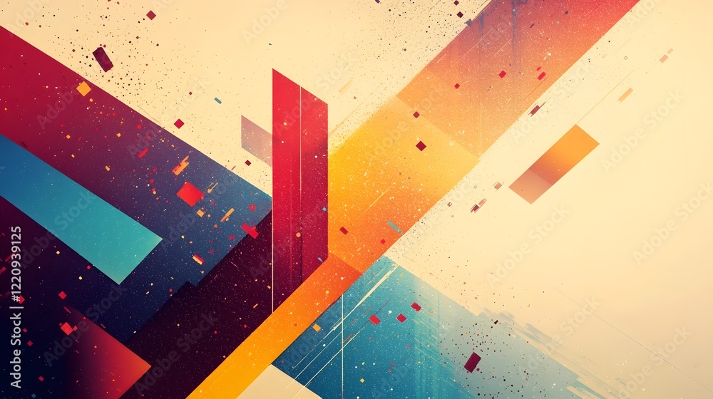 Poster Captivating abstract wallpaper featuring a dynamic blend of bright vivid colors and intricate geometric shapes that create a futuristic visually striking composition