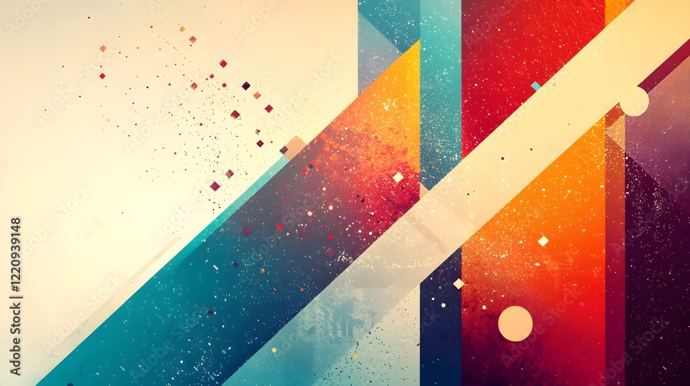 Poster Vibrant Futuristic Abstract Geometric Wallpaper with Colorful Digital Gradient Patterns and Intricate Prismatic Designs Creating a Captivating and Immersive Visual Experience