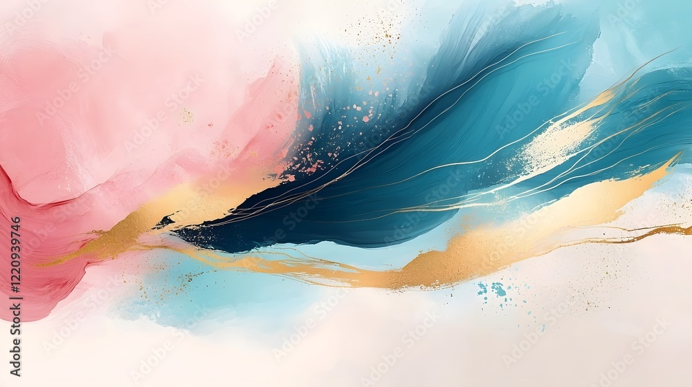 Poster Mesmerizing Contemporary Abstract Multicolored Paint Strokes and Textures Blend Forming an Eye Catching and Expressive Visual Style