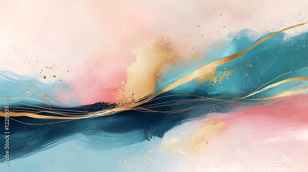 Aufkleber Captivating Abstract Composition with Multicolored Expressive Brushstrokes and Smooth Textures A visually striking and emotionally evocative digital artwork featuring a blend of bold