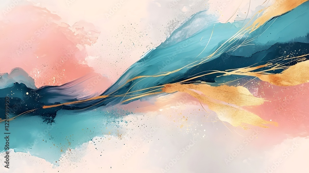 Poster abstract painting wallpaper with expressive multicolored brushstrokes and fluid patterns that add depth movement and a contemporary stylish design
