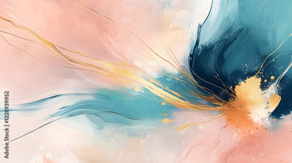Fototapete abstract painting wallpaper with expressive multicolored brushstrokes and fluid patterns adding depth and movement to a contemporary digital design