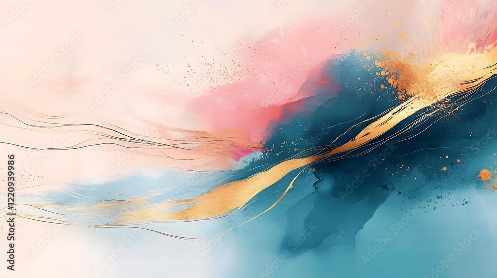 Aufkleber Vibrant and Expressive Abstract Painting Wallpaper with Multicolored Brushstrokes Fluid Patterns and a Contemporary Design that Adds Depth and Movement to the Composition