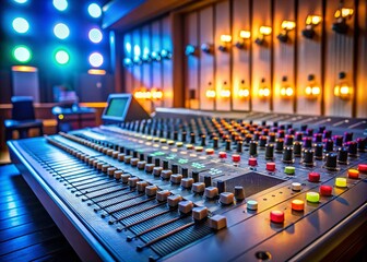 Fototapeta premium Professional Sound Mixer Console in Radio Broadcasting and Music Recording Studio