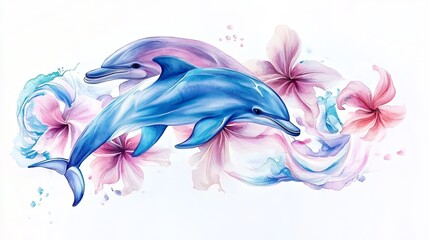 Vibrant dolphin watercolor collection