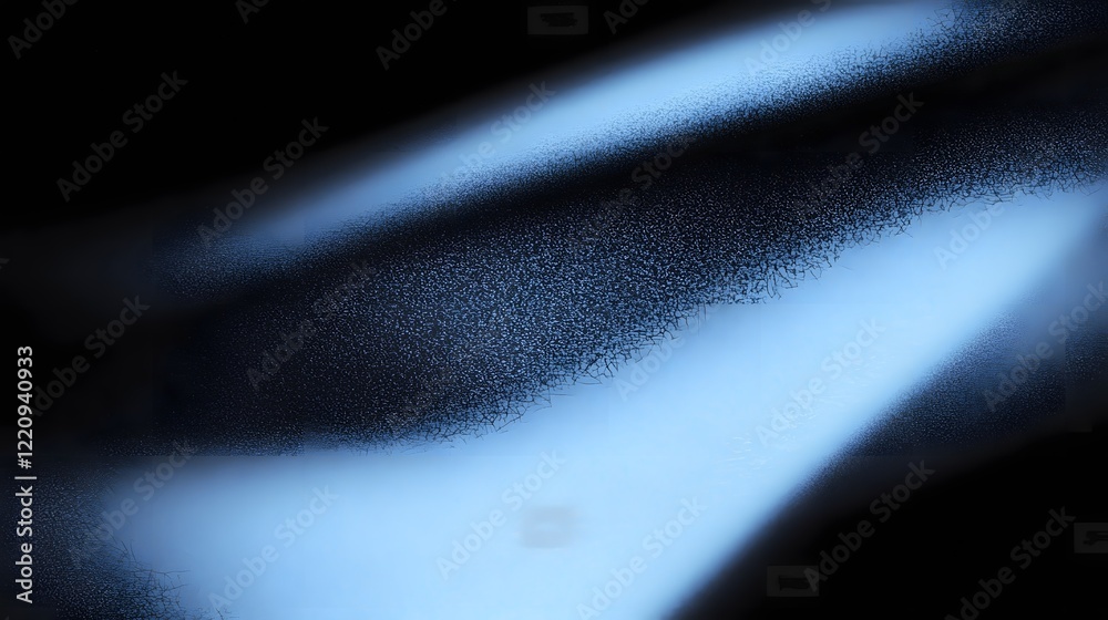 Poster glowing blue abstract shape with a dark grainy black and blue background featuring a futuristic dyna