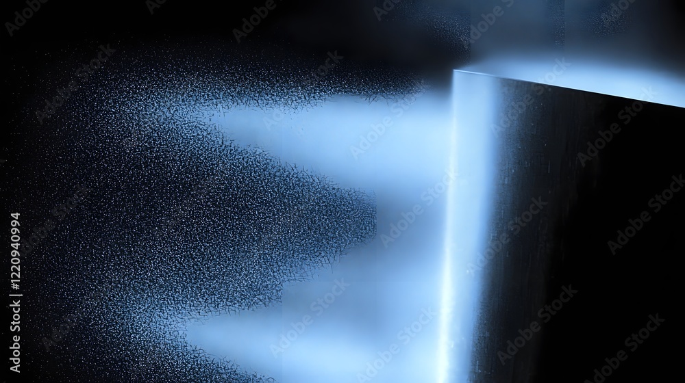 Leinwandbilder striking futuristic banner featuring a glowing blue geometric element set against a dark grainy nois