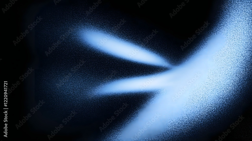 Aufkleber Dynamic abstract poster design with a vibrant blue glowing shape over a dark grainy background enriched with noise texture for a cutting edge and stylish visual effect  The design features a modern