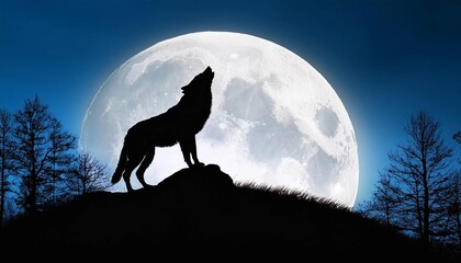 wolf howling at night