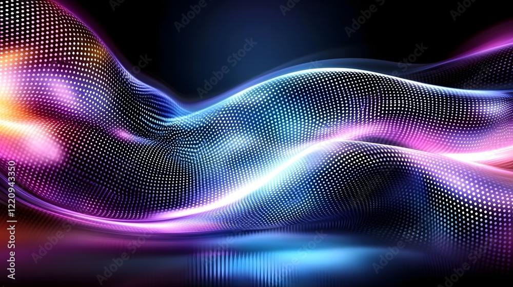 Aufkleber Captivating abstract wallpaper design featuring smooth flowing waves of colorful light in a perfect blend of purple blue and pink creating an elegant and energetic aesthetic