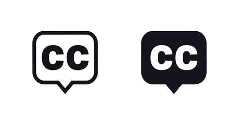 closed captions icon, subtitles for video and movies