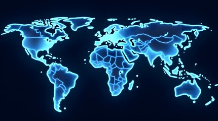 Glowing Blue World Map Digital Art for Global Business